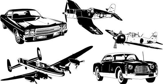 Cars and airplane free vector