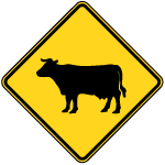 Cattle Crossing Highway Vector Sign