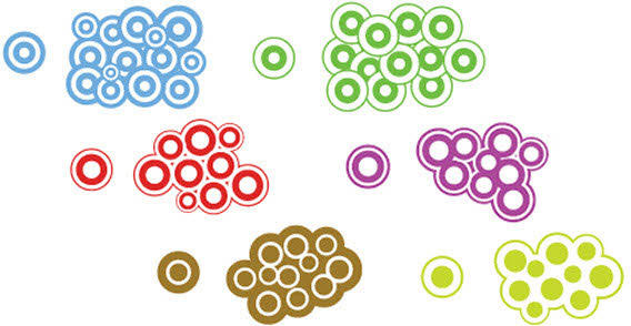 Trendy coloured circles free vector
