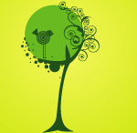 Vector tree and bird