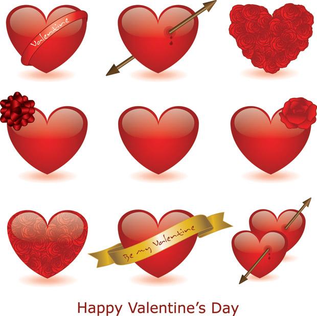 Vector Valentineâ€™s Hearts